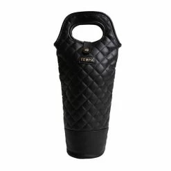 Tempa - Quilted Black Insulated Single Wine Bag
