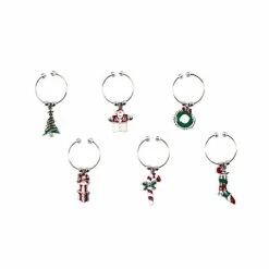 Avanti - Wine Charms Set Enamelled Christmas 6pce