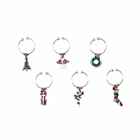 Avanti - Wine Charms Set Enamelled Christmas 6pce 1 Avanti - Wine Charms Set Enamelled Christmas 6pce
