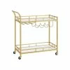 Simplicity Living - Gold Bar Serving Wine Cart With Wheels