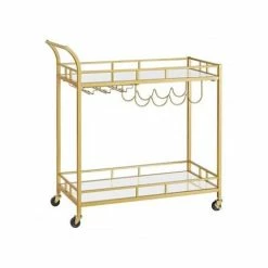 Simplicity Living - Gold Bar Serving Wine Cart With Wheels