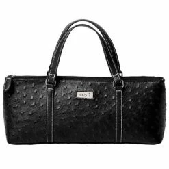Sachi - Insulated Wine Purse Ostrich Black