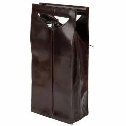 Rossini Leather - Twin Wine Bottle Holder Dark Brown
