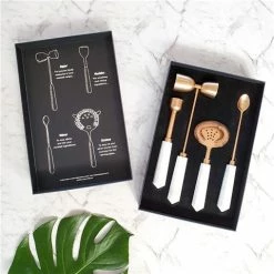 Clinq - Copper & Marble Cocktail Tool Set 4pce